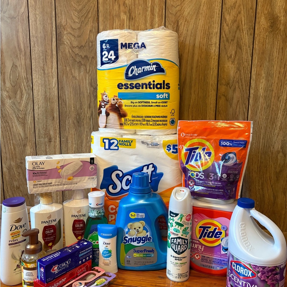 18 Household Essentials Bundle with Charmin and Tide